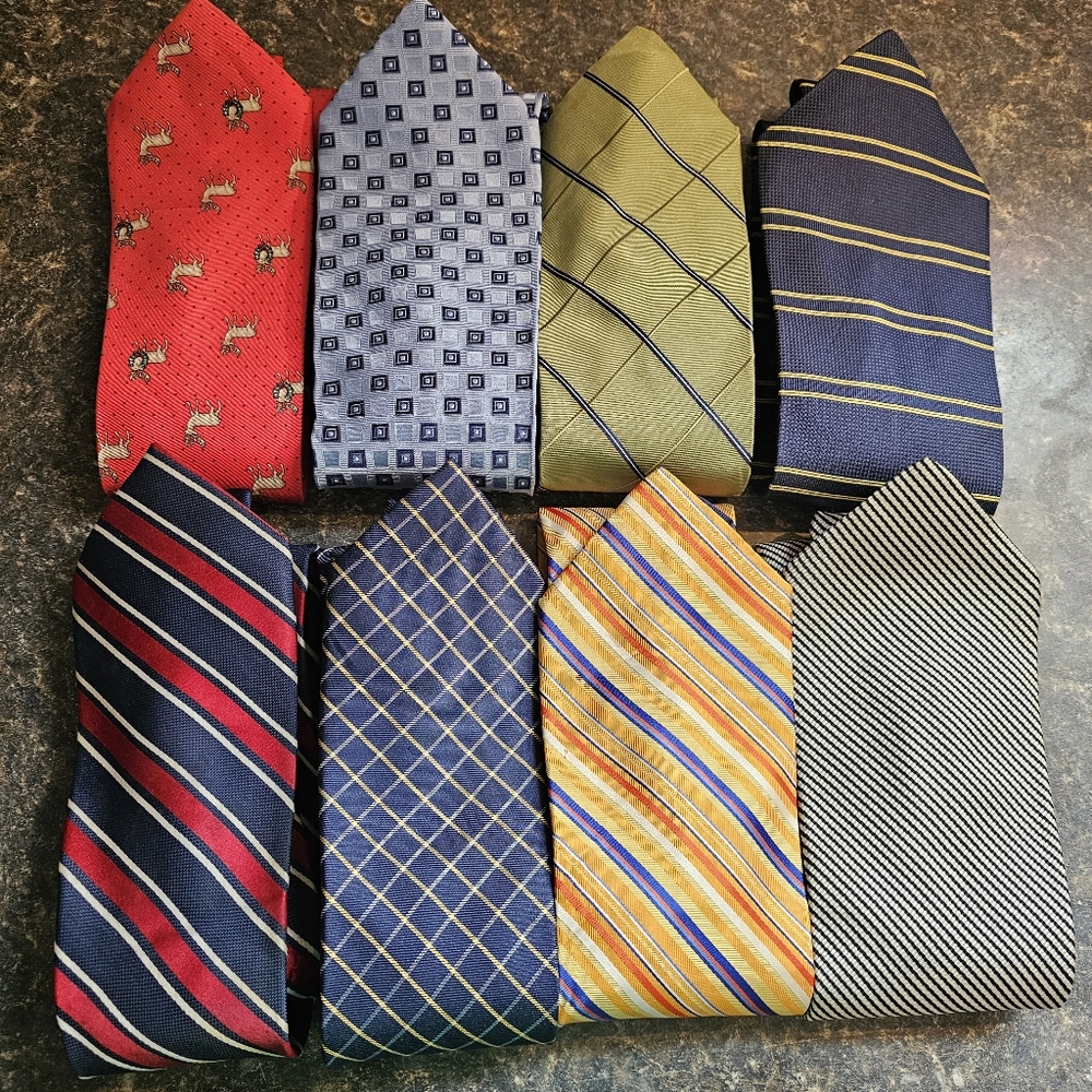 Tommy Hilfiger 100% Silk Tie Men's Lot of 8 Neckties Most Made in USA 🇺🇸